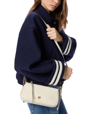 Leather Half Moon Baguette Shoulder Bag