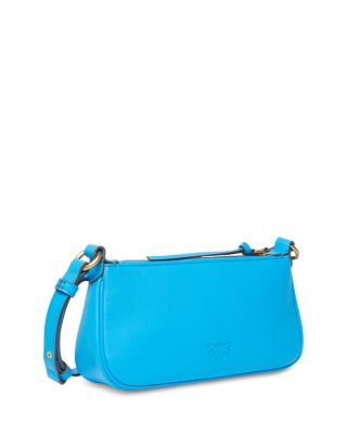 Leather Half Moon Baguette Shoulder Bag