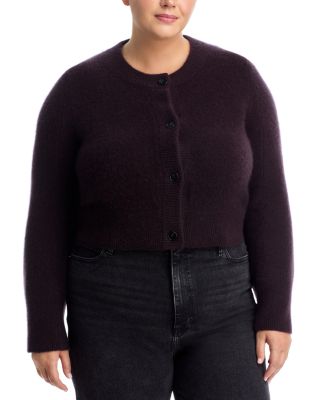 100% Cashmere Cropped Wide Sleeve Crewneck Cardigan - Exclusive