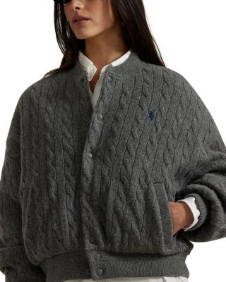 Cable Knit Wool Cashmere Bomber Jacket