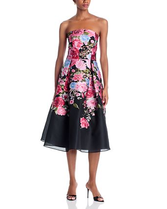 bloomingdale's dresses cocktail Bloomingdales Exclusive Aqua Elegant Backless Black Dress S Floral Bloomingdales Fit And Flare