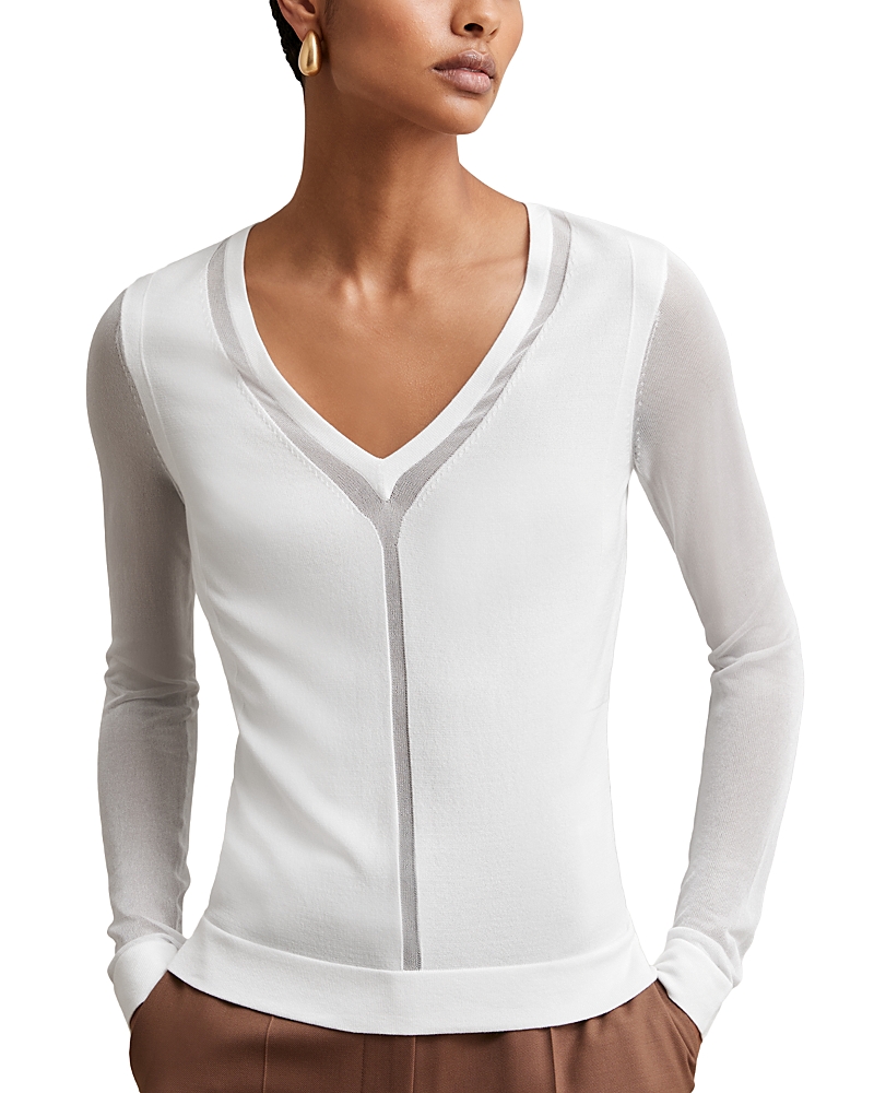 Reiss Soraya Mesh Detail Top In White