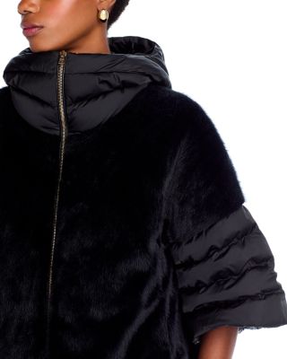 Satin Short Sleeve Faux Fur Jacket