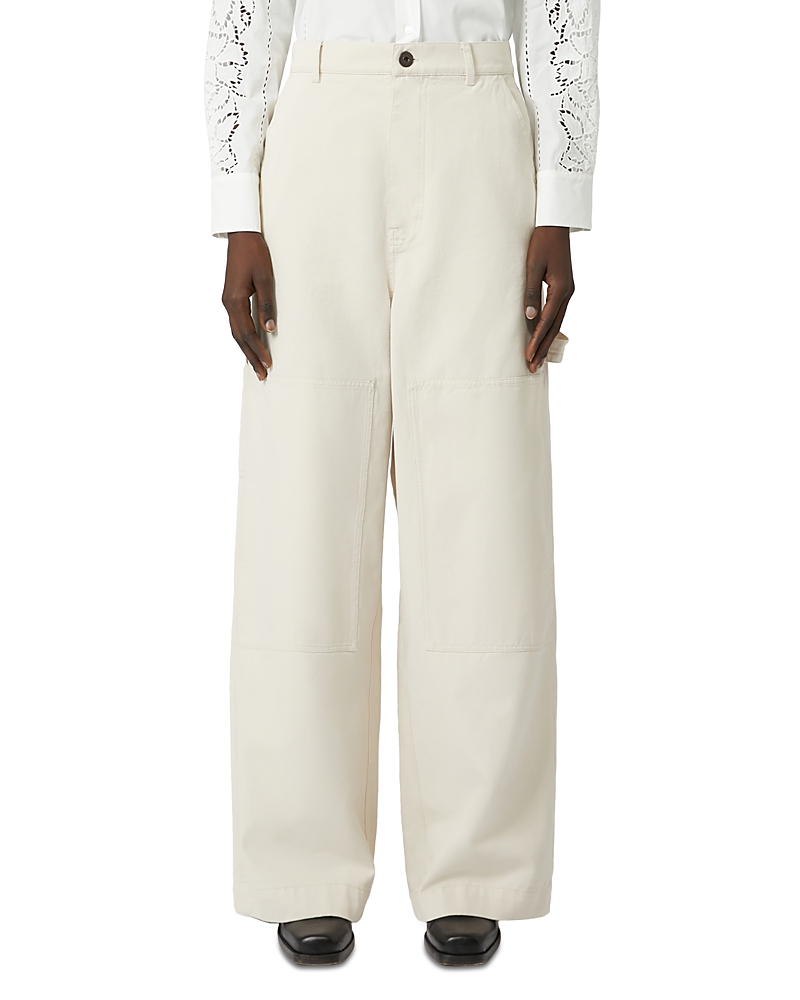 Weekend Max Mara Caronte Wide Leg Cotton Twill Carpenter Pants In White