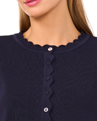 Cybill Scalloped Crewneck Cardigan Sweater