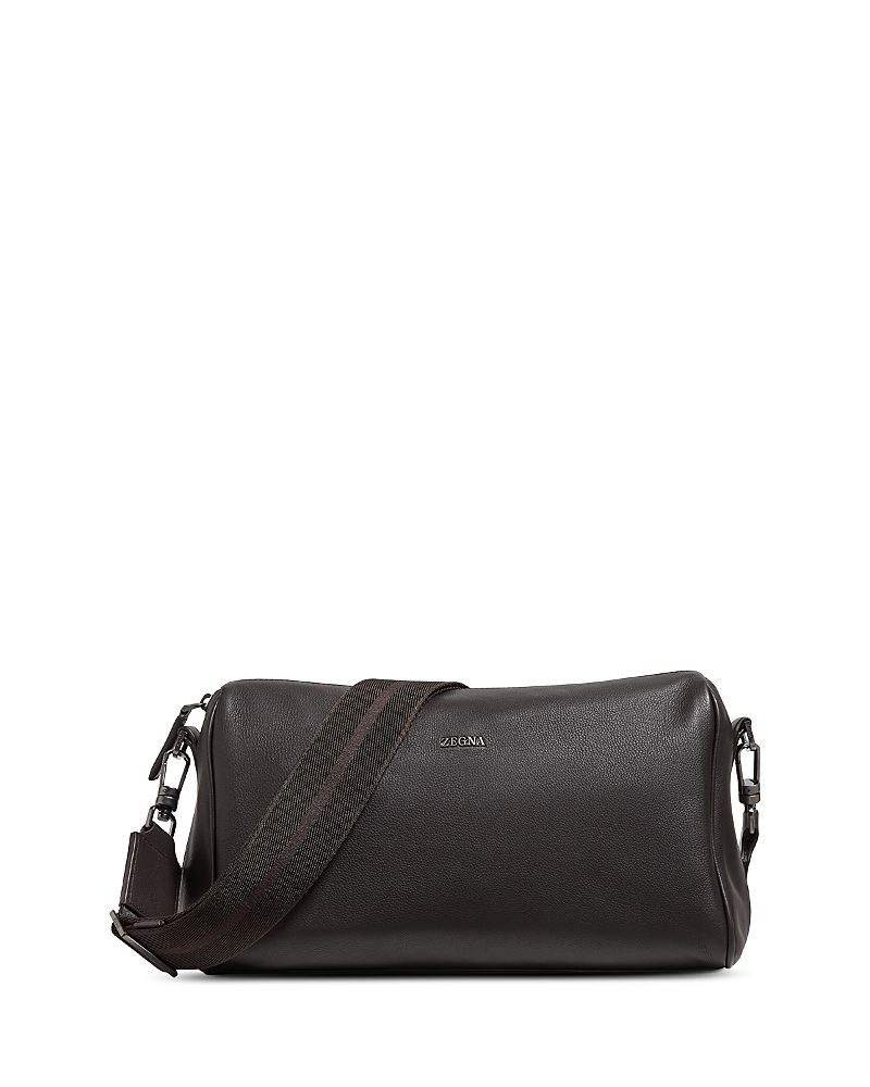 Zegna Secondskin Leather Crossbody In Brown