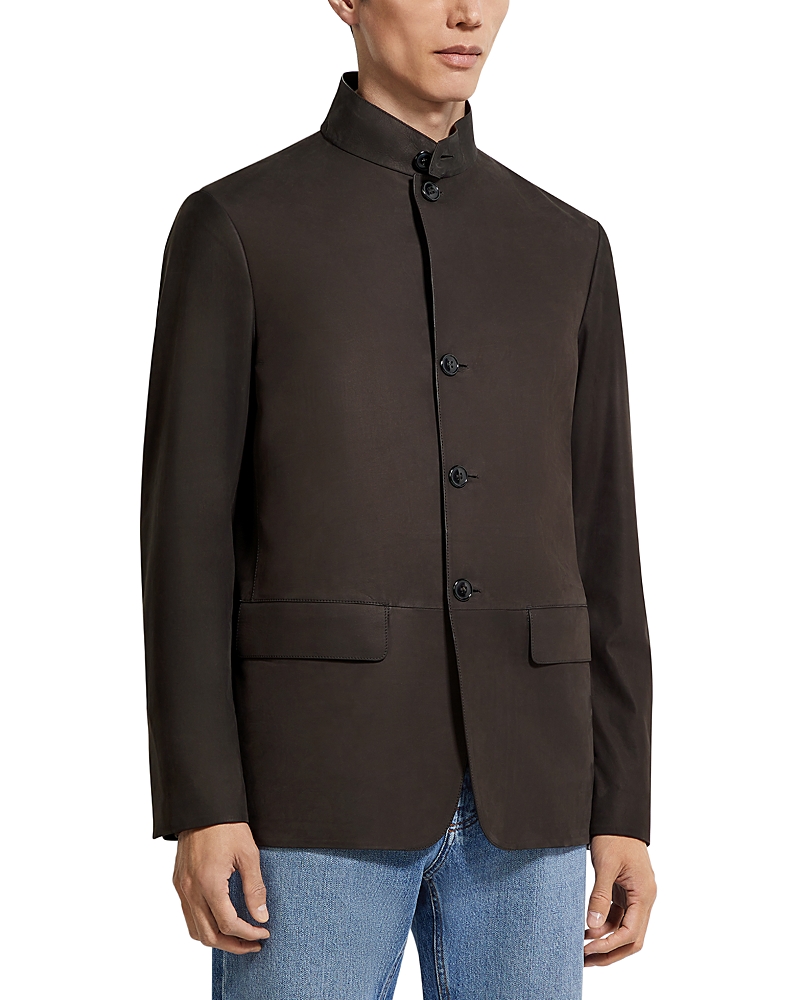 Zegna Il Conte Calf-leather Jacket In Brown