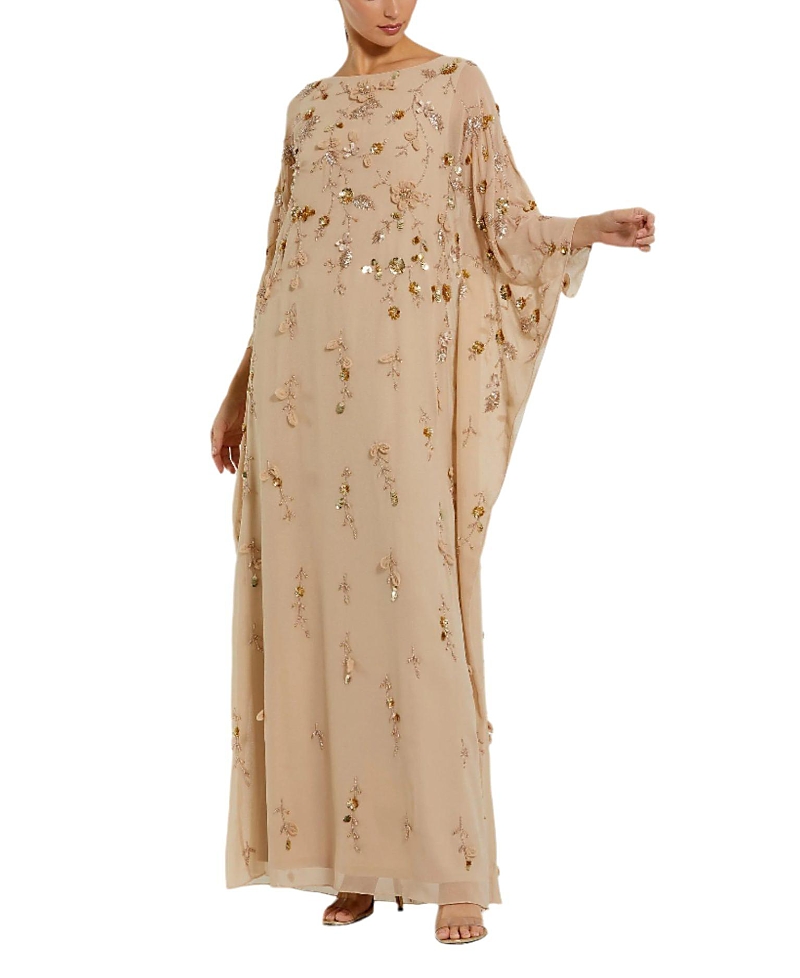 Mac Duggal Embellished Trapeze Evening Gown In Brown