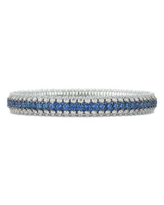 18K White Gold Giotto Blue Sapphire & Diamond Multirow Stretch Bracelet