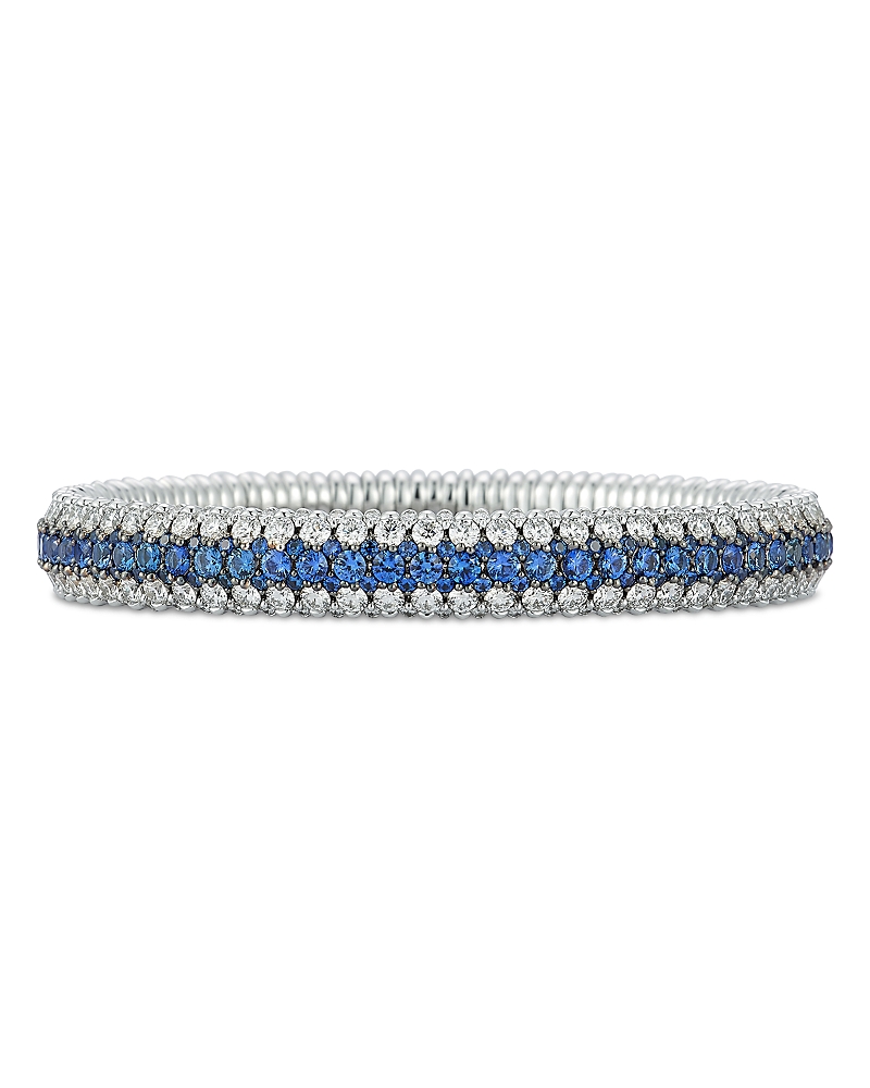 Roberto Demeglio 18K White Gold Giotto Blue Sapphire & Diamond Multirow Stretch Bracelet