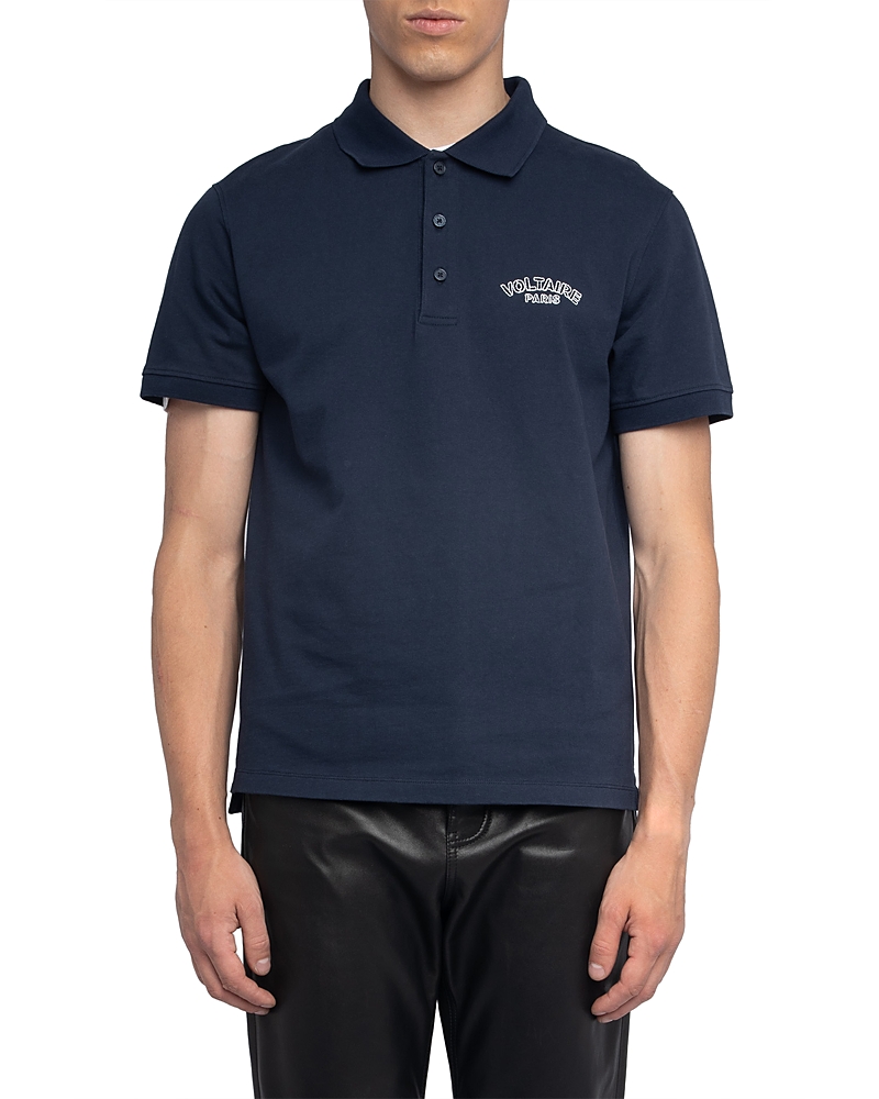 Zadig & Voltaire Dimitri Logo-embroidered Polo Shirt In Blue