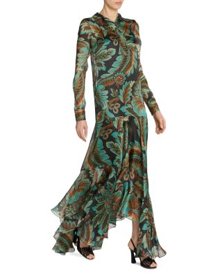 Silk Printed Maxi Shirtdress