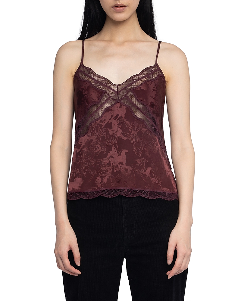 Zadig & Voltaire Womens Burgundy Cishi Lace-trim Silk Camisole In Burgundy