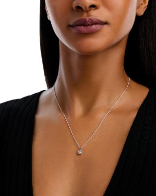 Certified Diamond Colorless Solitaire Pendant Necklace in 18K White Gold, 0.5 tcw