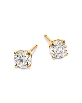  Certified Diamond Colorless Stud Earrings in 18K Yellow Gold, 0.75 tcw