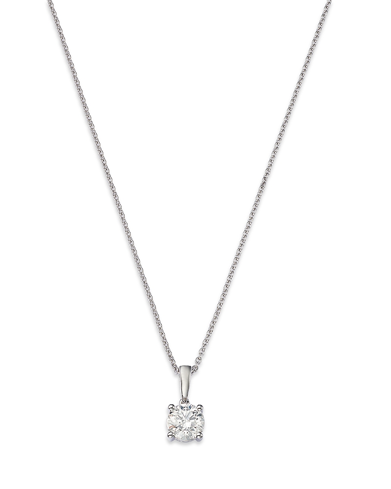 Bloomingdale's Fine Collection Diamond Colorless Solitaire Pendant Necklace In 18k White Gold, 0.75 Tcw In Gold