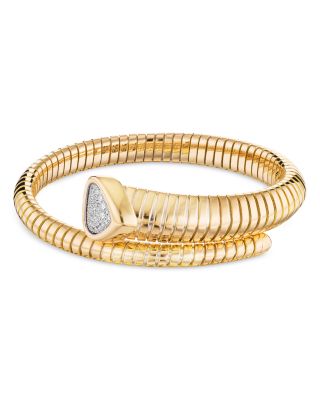 Trisola Diamond Trompette Bangle Bracelet in 18K Yellow Gold