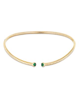 Trisolina Emerald & Diamond Collar Necklace in 18K Yellow Gold