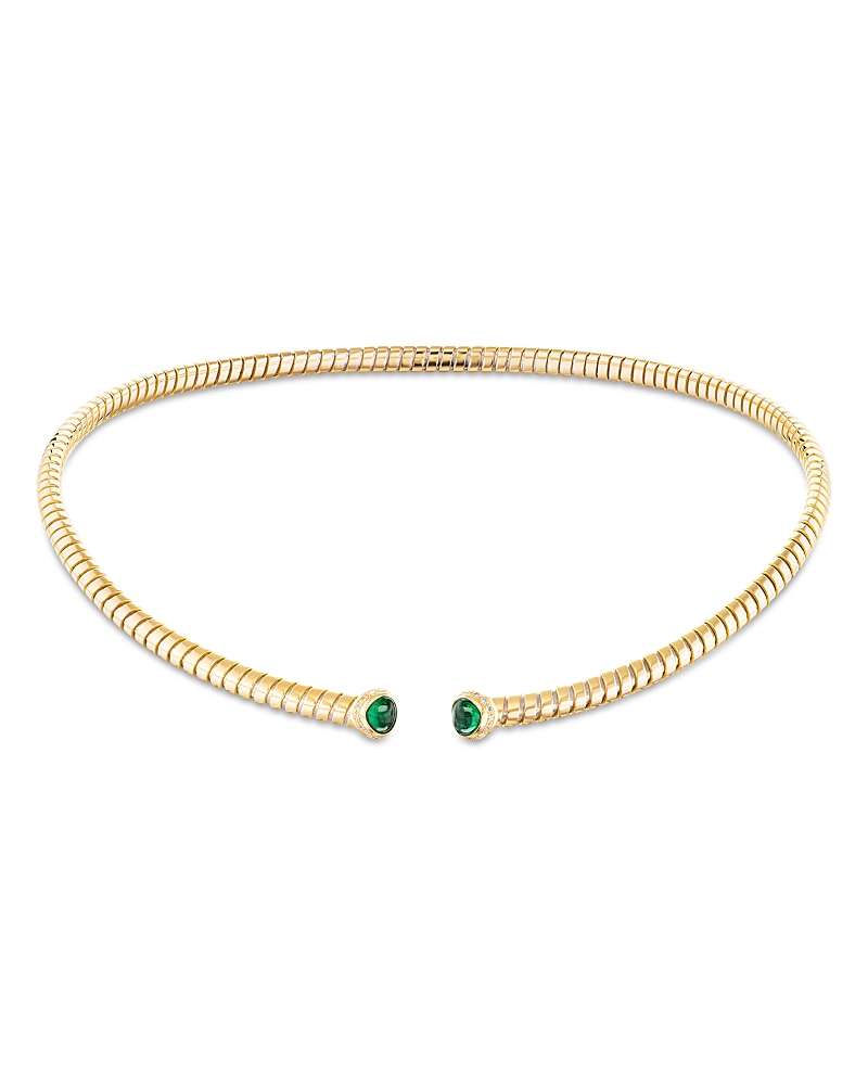 Marina B Trisolina Emerald & Diamond Collar Necklace In 18k Yellow Gold In Gold