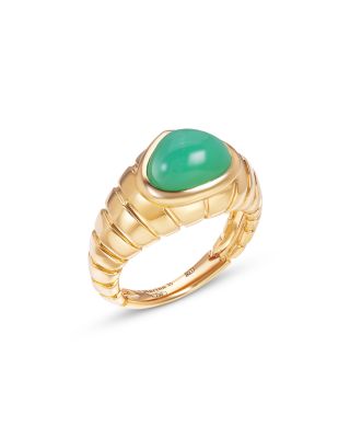 Timo Cabochon Chrysoprase Ring in 18K Yellow Gold