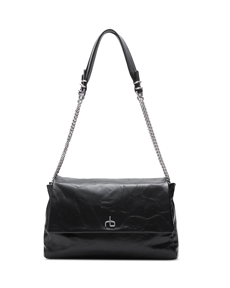Rag & Bone Chelsea Leather Large Flap Shoulder Bag In Black