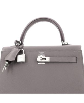 Kelly 25 Handbag Grey Epsom with Palladium Hardware