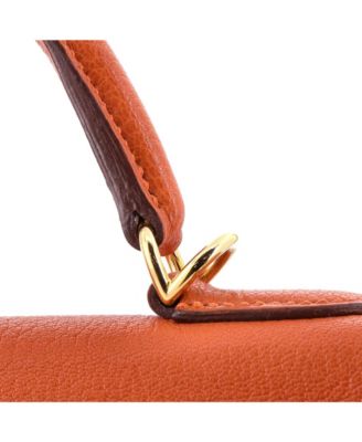Kelly 32 Handbag Orange Chevre de Coromandel with Gold Hardware