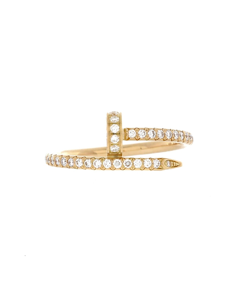 Pre-owned Pre-owned Cartier Cartier Small Juste Un Clou Paved Ring 18k Gold With Diamonds