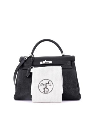 Kelly 32 Handbag Black Togo with Palladium Hardware