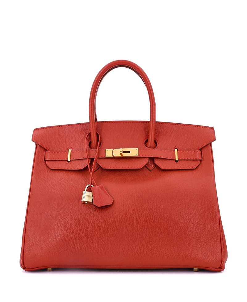 Pre-owned Pre-owned Hermes Hermes Birkin 35 Handbag Red Ardennes With Gold Hardware