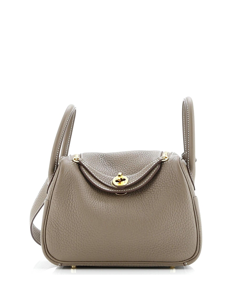 Pre-owned Pre-owned Hermes Hermes Mini Lindy Bag Clemence In Gray