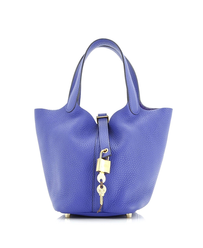 Pre-owned Pre-owned Hermes Hermes Pm Picotin Lock Bag Clemence In Blue