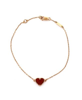 Pre-Owned Van Cleef & Arpels - Sweet Alhambra Heart Bracelet 18K Rose Gold and Carnelian