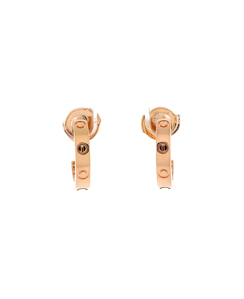 Pre-owned Pre-owned Cartier Cartier Small Love Hoop Earrings 18k Rose Gold