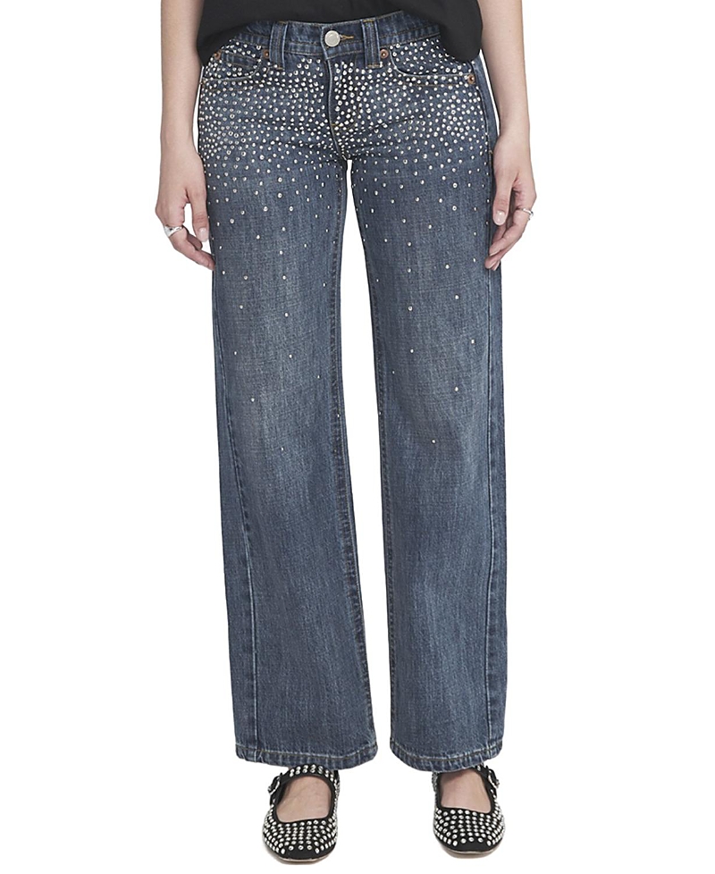 Elle Collection Women's Studded Jeans in Medium Wash