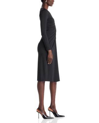 Zip Front Ruched Midi Dress