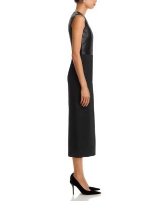 Drumialda Leather &amp; Wool Midi Dress