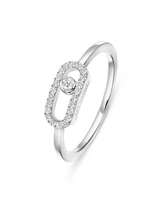 Diamond Move Uno Half Pav&eacute; Ring in 18K Gold, 0.09 tcw