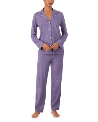 Long Sleeve Notch Collar Long Pants Pajama Set