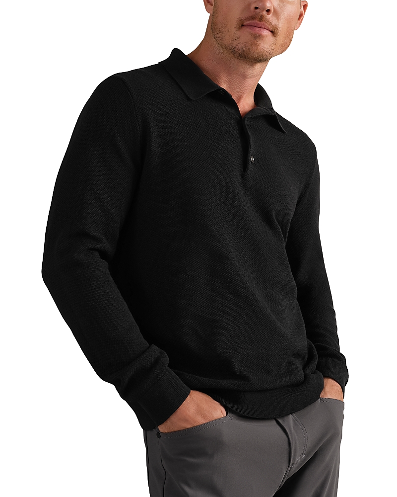 Rhone Regular Fit Long Sleeve Sweater Polo In Black