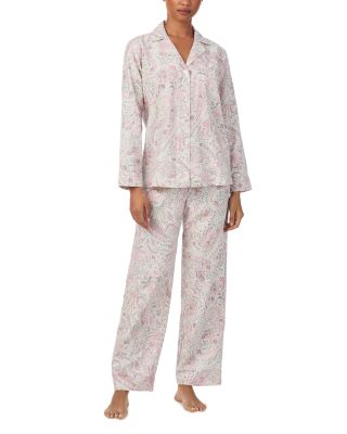 Long Sleeve Notch Collar Long Pants Pajama Set