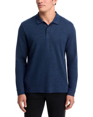 Heathered Double Face Long Sleeve Polo Shirt