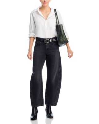 Baggy Dad High Rise Barrel Jeans in Rebel Edge