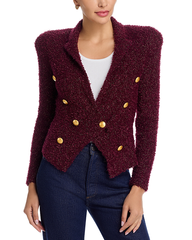L'agence Bethany Knit Blazer In Burgundy