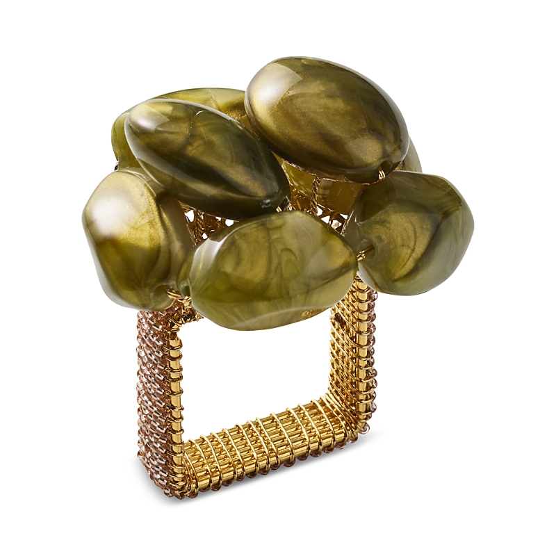 Kim Seybert Bonton Napkin Ring In Green And Gold In Gold