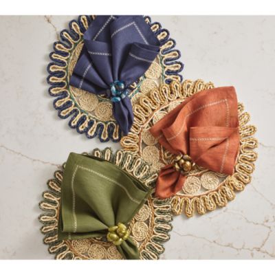 Bonton Napkin Ring in Green and Gold