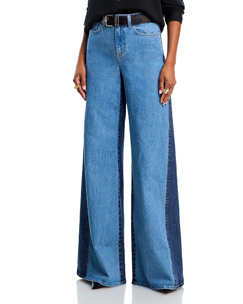 L Agence L'agence Beau High Rise Two Tone Wide Leg Jeans In Paso In Blue