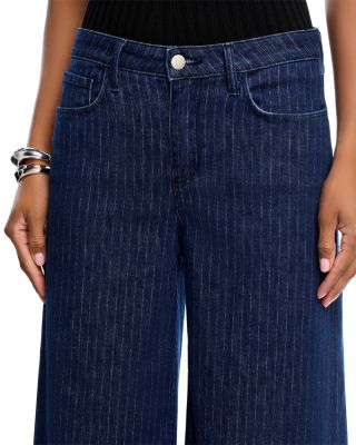 Quincy High Rise Wide Leg Jeans in Ebony Stripe