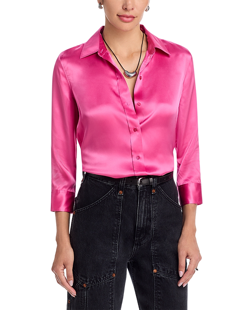 L Agence L'agence Dani Silk Charmeuse Blouse In Pink