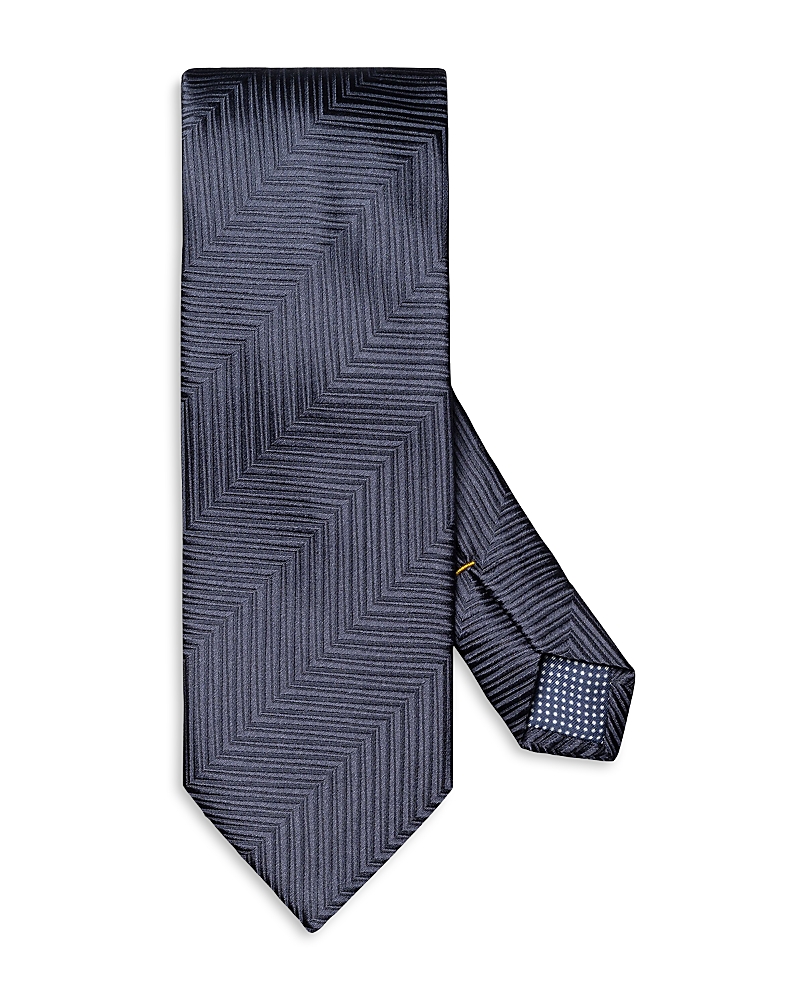 Eton Herringbone Silk Tie In Blue